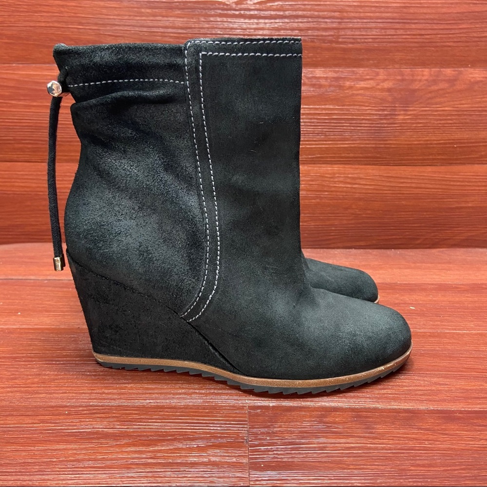 Dr. Scholls suede wedge ankle boots - black -6.5